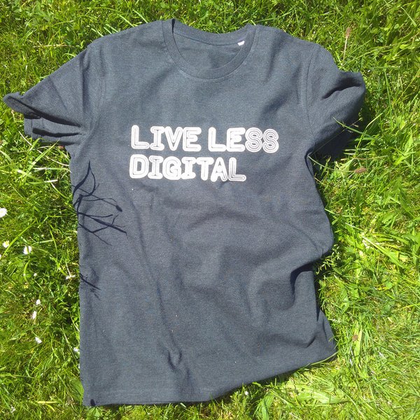 T-Shirt aus Bio-Baumwolle, Live less digital, dunkelgrau